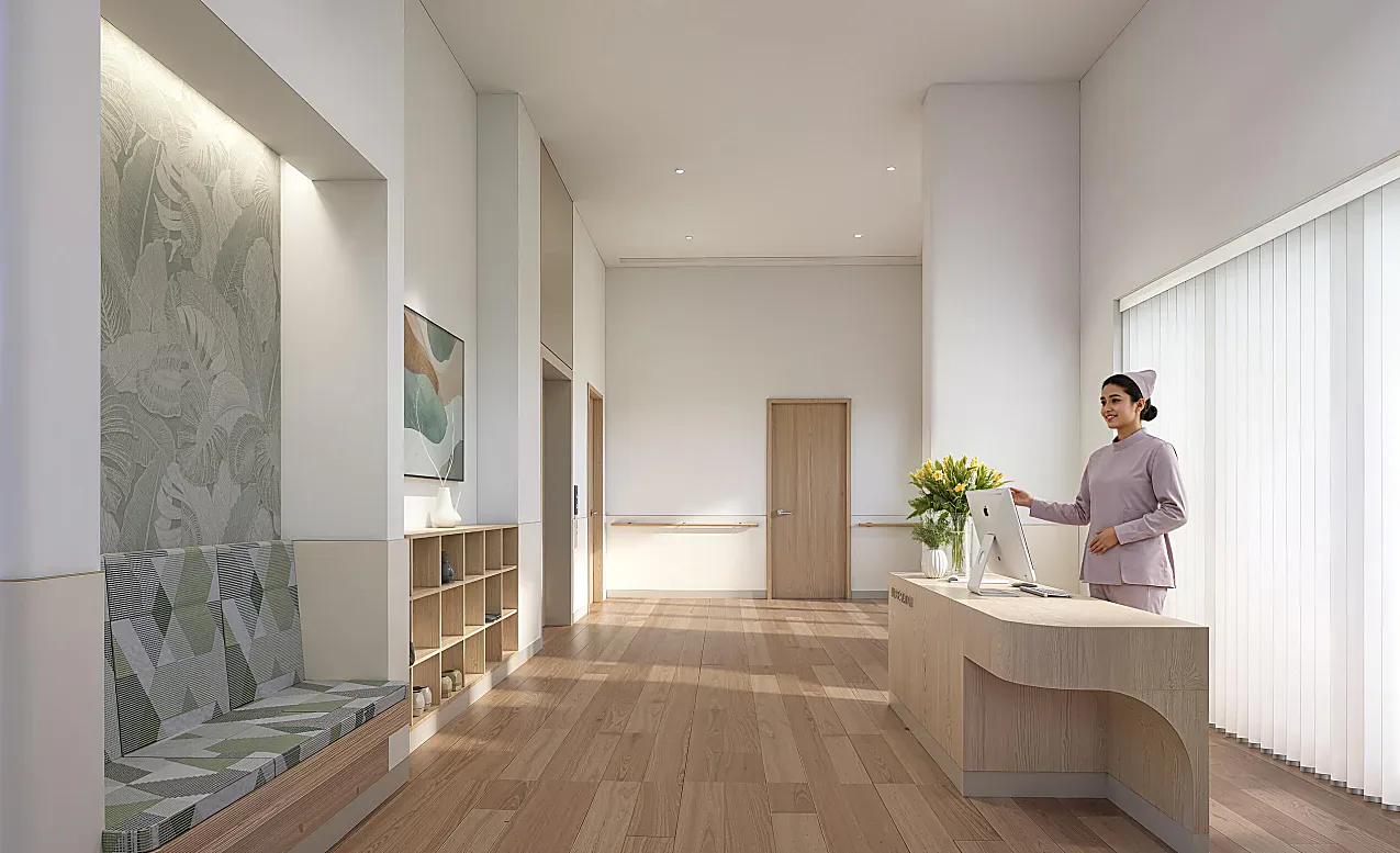 Điều dưỡng tại quầy trực ở hành lang tầng